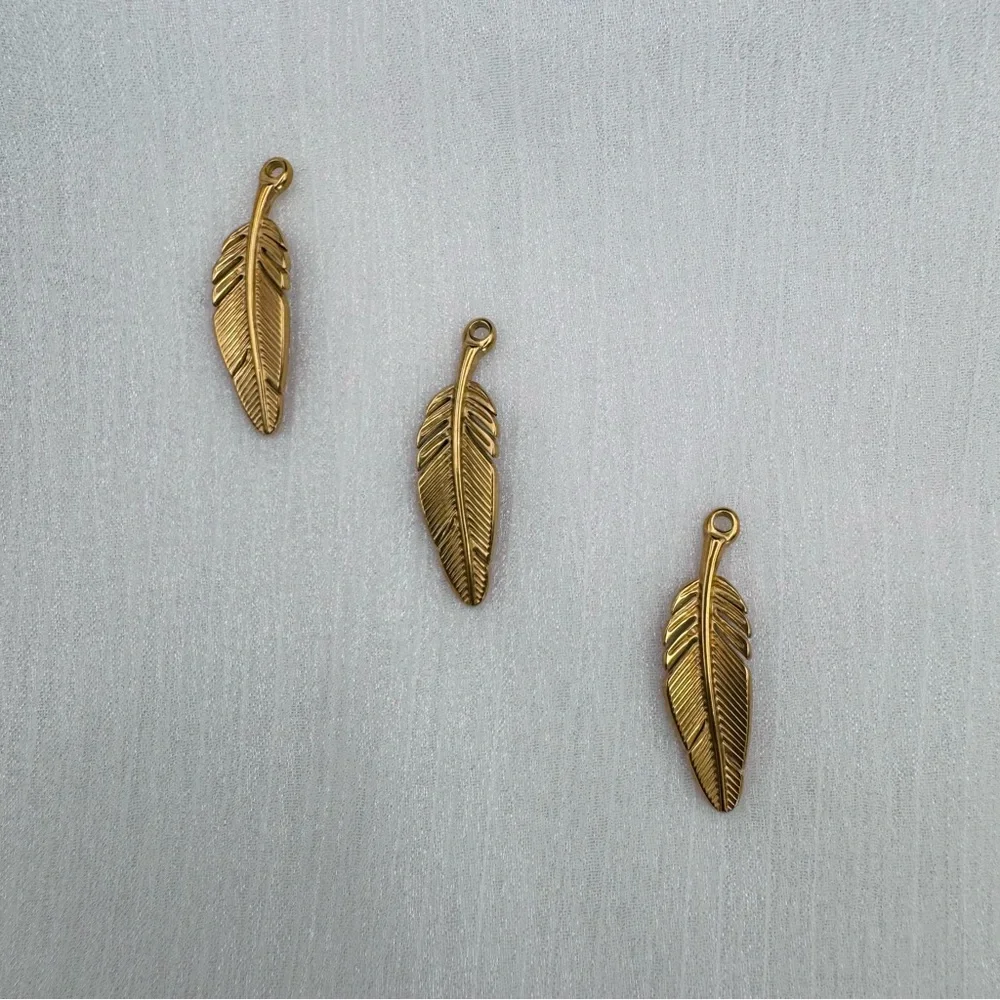Feather Charm | Gold | Stainless Steel